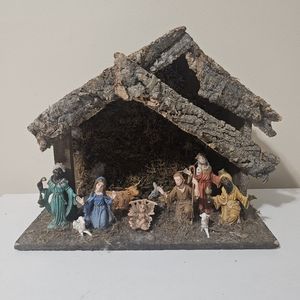 Vintage Manger Nativity Creche Stable Christmas Scene Made in Italy